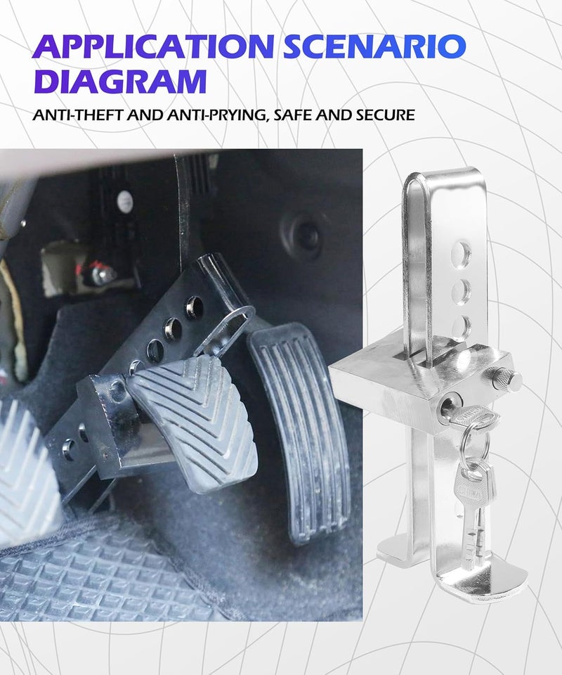 SCUARI Automobile Brake Clutch Car Lock,Anti Theft Car Device,Car Accessories Car Anti Theft Device,Stainless Steel Automobile Brake Throttle Pedal Lock with 3 Keys,Suitable for Cars,Trucks,Vans - Image 4